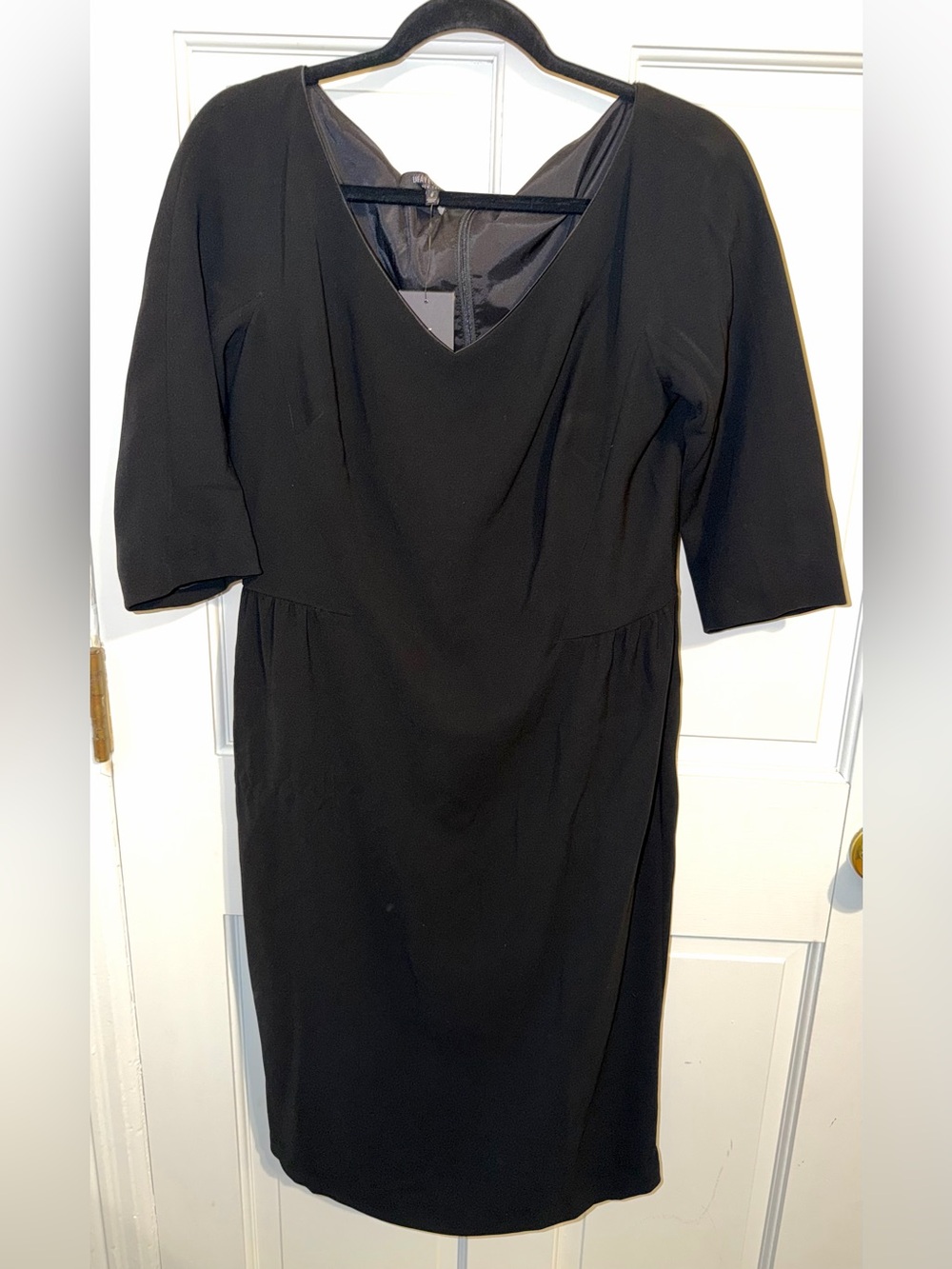 Lafayette 148 New York Black V-Neck Midi Dress